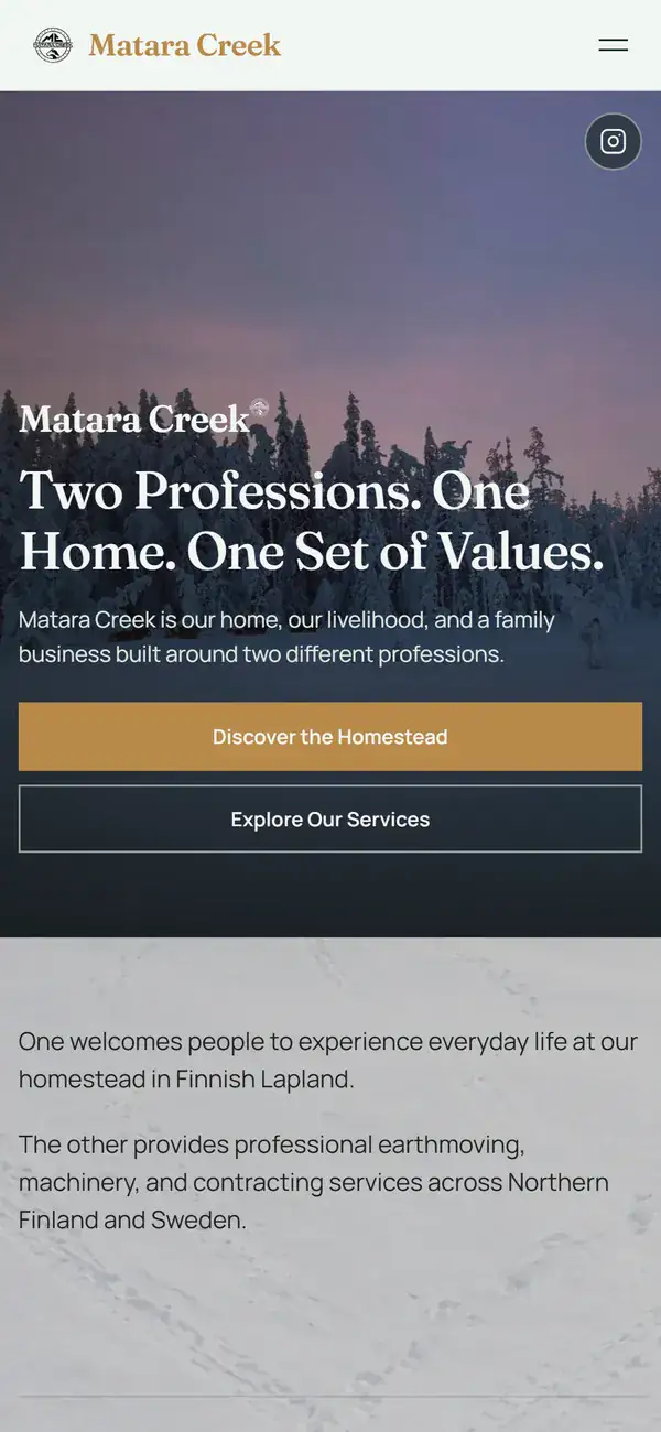 Matara Creek: mataracreek.com on a phone